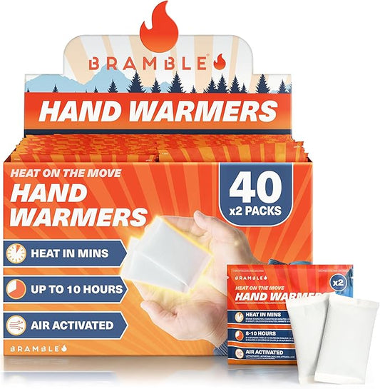 Bramble - Hand Warmers Disposable – Air-Activated Pocket Warmers for Hiking, Skiing, Camping, and Outdoor Activities – Provides Up to 10 Hours of Heat