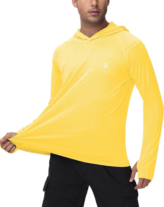Roadbox Mens UPF 50+ Fishing Shirts, Long Sleeve UV Sun Hoodie, Hiking Running Swim Athletic Workout Shirt