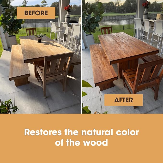 Furniture Clinic Teak Oil | Wood Oil Protects & Cleans Outdoor & Indoor Furniture, Boats, Shower Benches | Restore & Protect Wood, Prevent Drying & Other Damage | Natural Matte Finish | 17oz/500ml