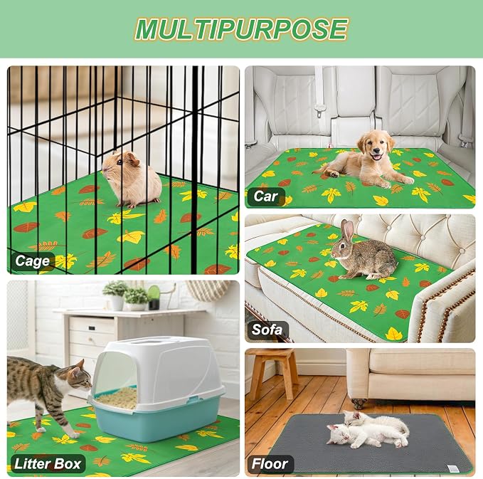 BEAUTYZOO 2Pack Washable Reversible Guinea Pig Cage Liners, Fleece Bedding | 16x24" Fleece Cage Liners, Waterproof Leakproof Super Absorbent Washable Reusable Pee Pads for Guinea Pig, Rabbit, Hamster