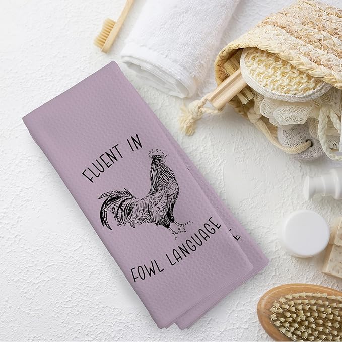 Chicken Kitchen Towels Funny Pink Dish Towel with Sayings 16x24 Inches, Chicken Lovers Gifts Decorative Absorbent Dishcloths Tea Towels for Kitchen Bathroom Decor, Humorous Gifts for Women Men