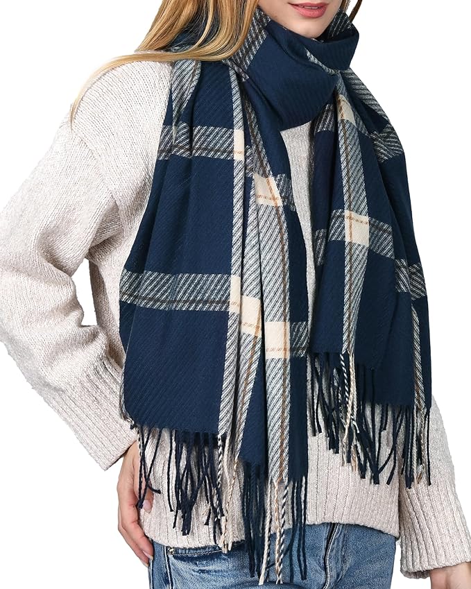 FURTALK Winter Scarf for Women Shawl Soft Tassel Plaid Large Oversized Scarves Wraps