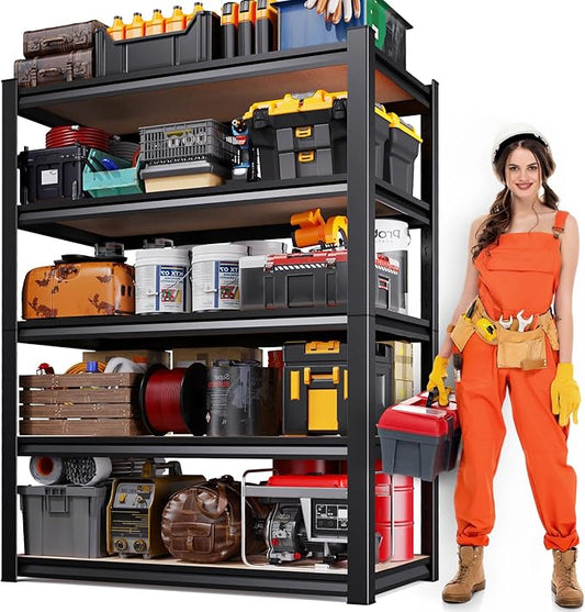 71"H Garage Shelving-2050LBS 5 Tier Storage Shelves,Adjustable Heavy Duty Metal Shelving Unit and Storage Large Rack,Utility Steel Shelf For Shop Warehouse Industrial Pantry Basement 71"x35"x16"