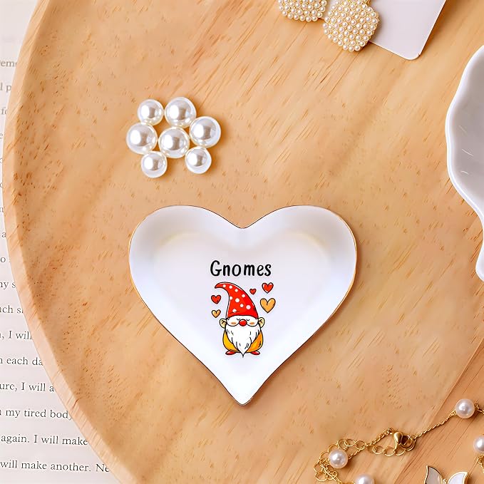 Gnomes Ring Holder Dish Tray, Gifts For Women Teens Girls, Gnomes Lovers Themed Stuff Accessories Things Decor Merch, Home Room Ring Earrings Necklace Organizer Holder!