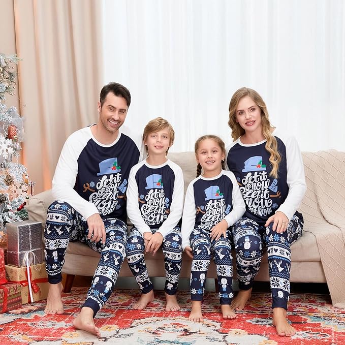 Christmas Family Pajamas Set Matching Holiday Plaid Sleepwear Set Reindeer/Tree Print Loungewear for Xmas Eve