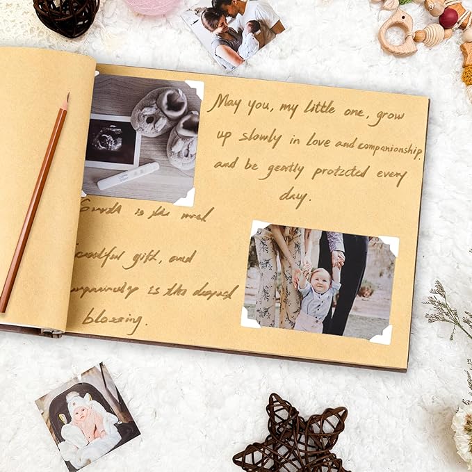 Personalized Baby Photo Album - Wooden Baby Memory Book - Custom Name Baby Scrapbook,Baby Album and Memory Book - Unique Newborn Baby Gift for New Parents