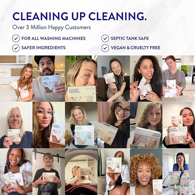 The Clean People Laundry Detergent Sheets - Laundry Soap - Ultra Concentrated, Recyclable Packaging, Stain Fighting - Spring Scent, 96 Pack