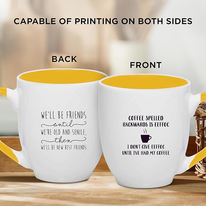 Custom Bistro Style Large Coffee Mugs 16 oz. Set of 100, Personalized Bulk Pack - Perfect for Coffee, Tea, Espresso, Hot Cocoa, Other Beverages - Yellow