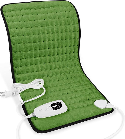 Deepsoon Heating Pad,Electric Heating Pads for Back,Neck,Abdomen,Moist Heating Pad for Shoulder,Knee,Arms,Legs,Dry/Moist Heat & Auto Shut Off,Christmas Gifts for Men and Women,Green Black,24x12 Inch