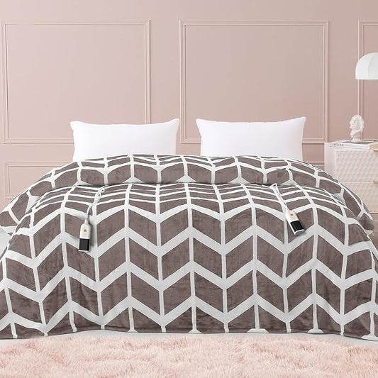 VENTIMI Electric Blanket Queen Size, 84" x 90" Heated Blanket with 9 Heat Levels & 2-4-8-10 Hours Auto Off, Fast Heating Blanket with ETL & FCC Certification, Beige
