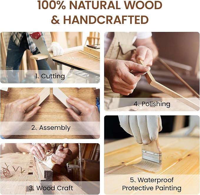 6x8 Picture Frame Natural Oak Wood From California-USA with Real Tempered Glass, Handcrafted 8 x 6 Photo Frame Matted to 5x7 Wedding Photo,Family Picture,Graduation Picture Display on Table & Wall