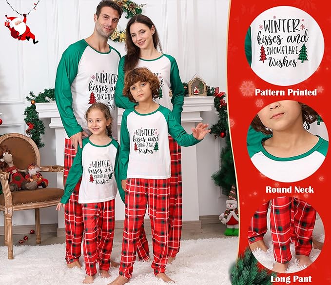 Matching Family Christmas Pajamas Sets, Holiday PJs with Top and Pants, Cute 2 Piece Sleepwear for Couples/Women/Men