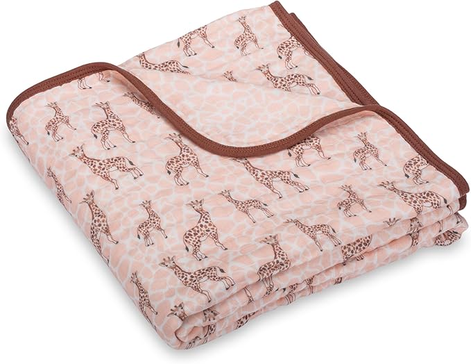 LollyBanks Muslin Baby Blanket 100% Organic Cotton, Muslin Quilt Lightweight, 6 Layers Soft Blanket Neutral, 47"x 47" Toddler Blankets for Girls and Boys, Nursery Receiving Blankets (Giraffe Print)
