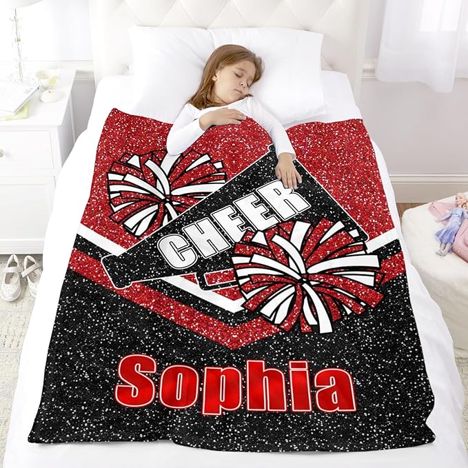 Personalized Cheer Blanket - Customized Throw Blanket for Cheerleaders College Students Adults