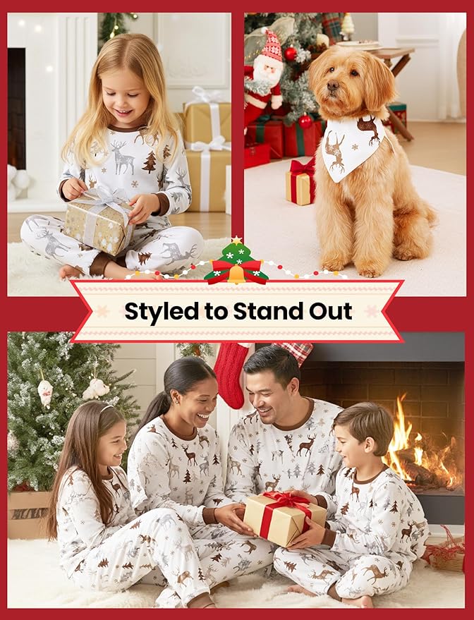 PATPAT Christmas Family Matching Pajama Sets Includes Christmas Socks - Perfect for Family Photos & Holiday Celebrations