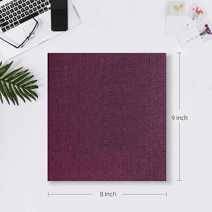 Mublalbum Small Photo Album 4x6 200 Photos Linen Cover Picture Book with Horizontal Pockets for Family Wedding Baby and Anniversary (Purple)