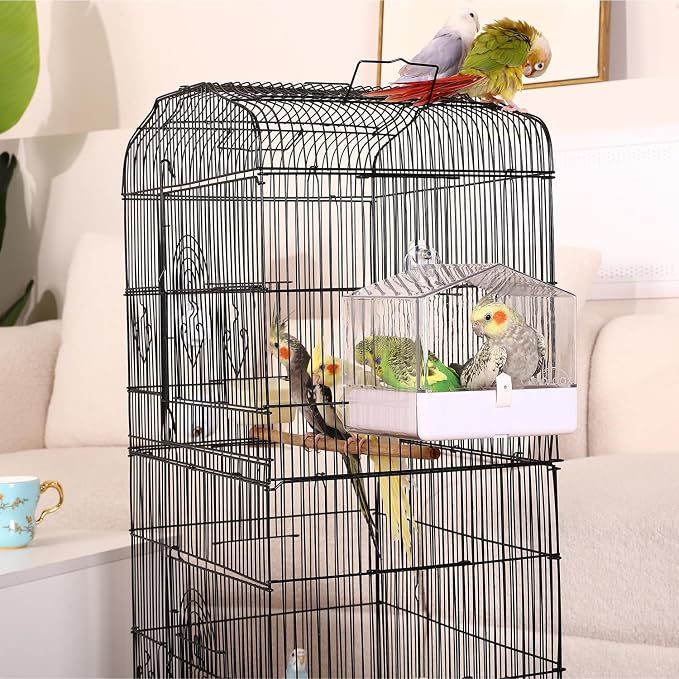 Colorday Hanging Bird Bath for Cage, Pet Parrot Bath, 6.7X6.7X7.74 inch | For Small to Medium Birds, Parakeets, Cockatiels, Budgie, Quaker, Conure, Lovebirds, Finches