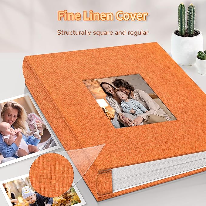Photo Album 4x6 with 600 Pockets,Slip-in Picture Albums,Linen Cover Memory Book with Front Window,White Page Vertical Photo Book for Wedding,Family,Anniversare,Baby,Vacation