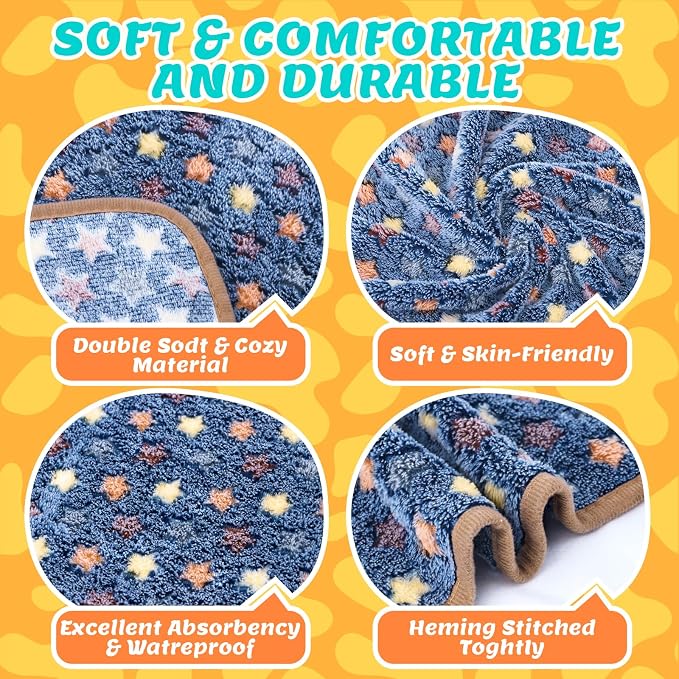 Eilyliafe 6 Pcs Guinea Pig Blankets Bedding Small Animal Cage Liners Sleep Mat Absorbent Reusable Pet Pee Bedding Pad Cover for Hamster Ferret Chinchilla Rabbit Hedgehog (14 x 28 Inch)