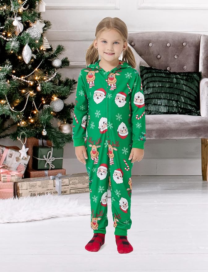 PATPAT Matching Family Christmas Onesie Pajamas – Holiday Hooded Jumpsuit Sleepwear PJs Couples Xmas Loungewear with Socks