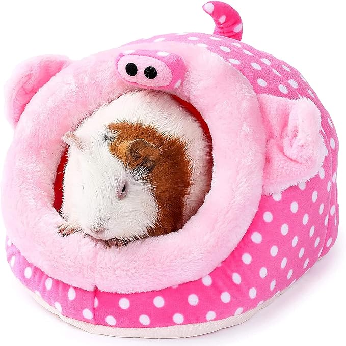 JanYoo Animal Bed Guinea Pig Accessories Cage Habitat Toy Hideout House Washable(L,Pig)