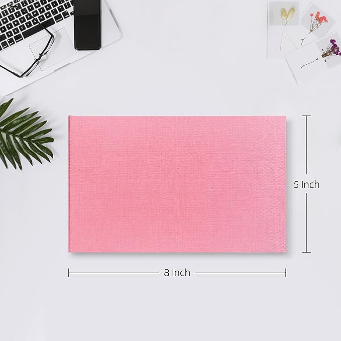 Mublalbum Small Photo Album 4x6 100 Photos Linen Cover Picture Book with Horizontal Pockets for Family Wedding Baby and Anniversary (Pink)