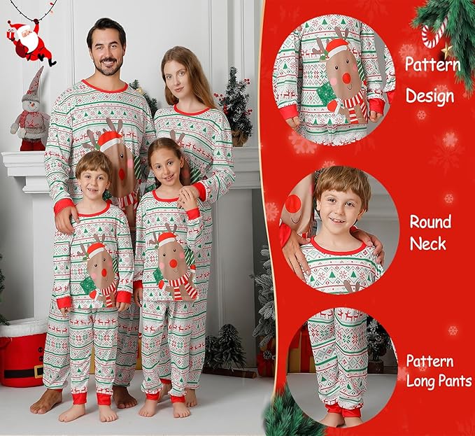 Matching Family Christmas Pajamas Sets, Holiday PJs with Top and Pants, Cute 2 Piece Sleepwear for Couples/Women/Men