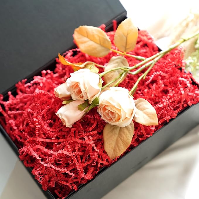 Bobobag - 1LB Crinkle Cut Paper Shred Filler Recyclable Gift Wrap Confetti Raffia Grass Shred Paper for Easter Baskets Filler Creative Eggs Decor (Red)
