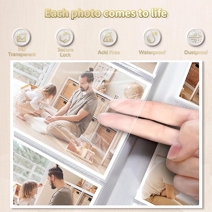 Photo Album 4x6 with 1000 Pockets,Slip-in Picture Albums,Linen Cover Memory Book with Front Window,White Page Vertical Photo Book for Wedding,Family,Anniversare,Baby,Vacation