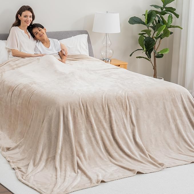 Berkshire VelvetLoft Oversized King Family Blanket, All Season Mid-Weight Ultra Silky and Fuzzy, Seamless Extra Large (Grain, 120x120 Inches)
