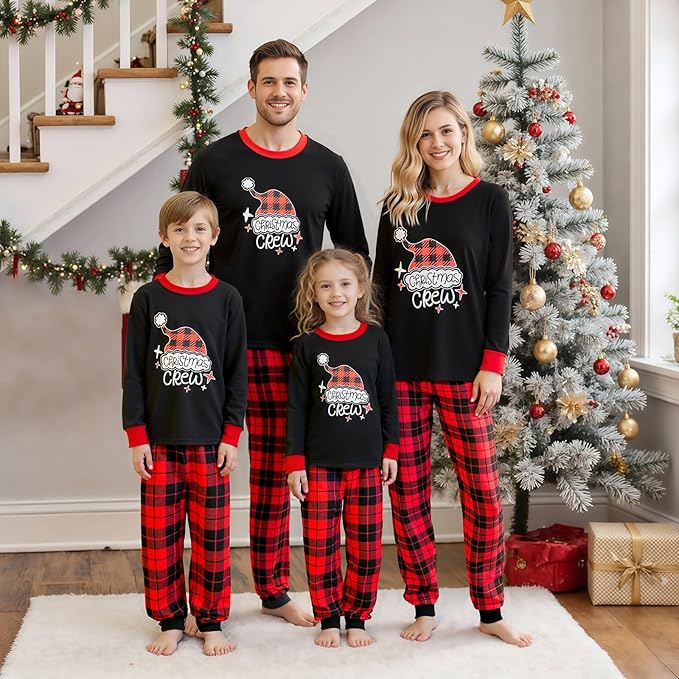 Matching Family Christmas Pajamas Set Elk/Tree/Plaid Holiday Sleepwear Xmas Family Jammies