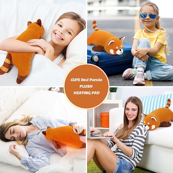 1.8lb Red Panda Stuffed Animals Plush Microwavable Heating Pad-14''Red Panda Heating Pads for Cramps &Period Pain Relief, Heatable & Coolable Stuffed Animals Bedtime Birthday Gift for Women Kids
