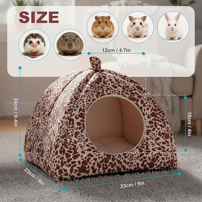 Guinea Pig Bed Rabbit Hideout Warm Fleece Cuddle Cup Washable Sleeping House for Small Animals Pet/Ferret/Chinchilla/Bunny (Red Spots)
