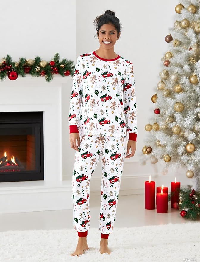 PATPAT Christmas Family Matching Pajama Sets Includes Christmas Socks - Perfect for Family Photos & Holiday Celebrations