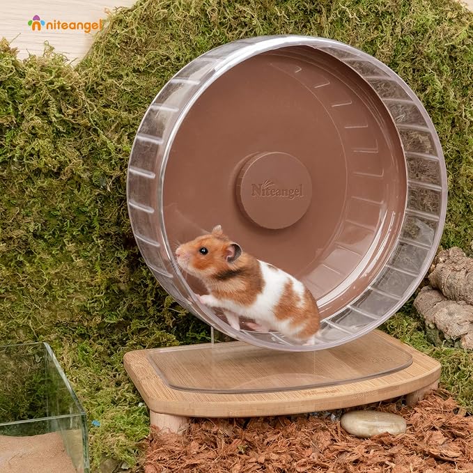 Niteangel Super-Silent Hamster Exercise Wheels: Quiet 10 inch Running Wheel | Can 10.6-13.4" Adjustable Height - No Bend Back Spinner Running for Dwarf Syrian Hamster Gerbils Mice Or Other Small Animal