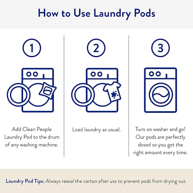 The Clean People Laundry Detergent Pods - Hypoallergenic Laundry Pods - Ultra Concentrated, Recyclable Packaging, Stain Fighting - Spring Scent, 32 Pack