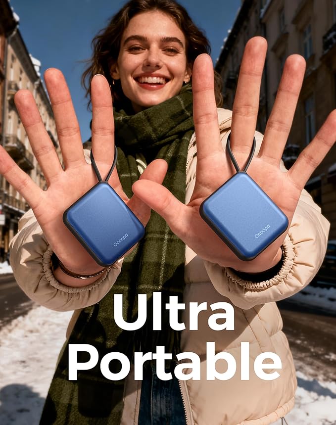 OCOOPA Hand Warmers Rechargeable, Smart Temp Control,100℉ -126℉, UL Safe, 7H*2 Long Battery, Small Palm-Sized Slim Fits Gloves, Purse, Camping, Travel, Cold Hands Gifts Women,UT5 Nano