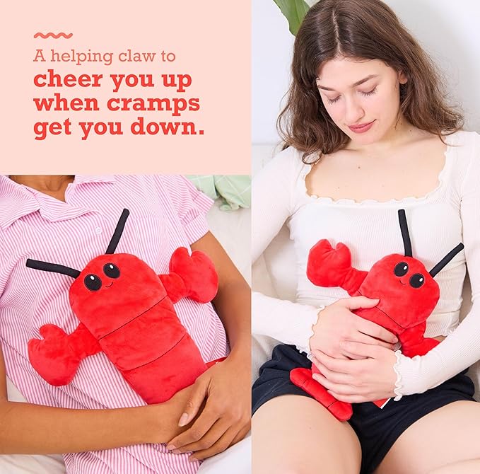 Menstruation Crustacean Lobster by Relatable, Microwavable Heating Pad for Period Cramps, Easter Basket Stuffer Plushie, Easter Gift Ideas for Teens and Women, Includes 1 Lavender Scented Heating Pad