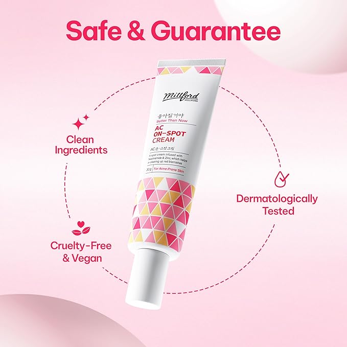 AC On-Spot Cream 30g/1.05 Oz, Zinc Oxide 10%, Niacinamide 2% for Active Skin Repair, Acne Spot Treatment for Face, Blemish Care, Dark Spot, Korean Skincare for Sensitive & Acne-Prone Skin