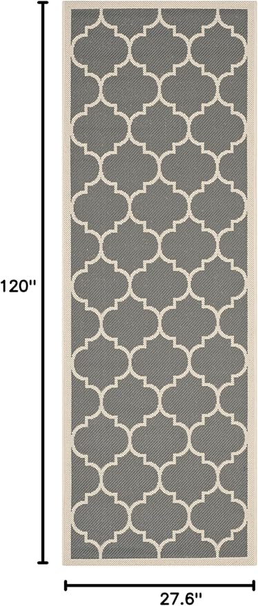 SAFAVIEH Washable Rug Outdoor Courtyard Collection - 2'3" x 10' Runner, Anthracite & Beige, Non-Shedding & Easy Cleaning, Ideal for Patio, Entryway, Mudroom, Hallway, Kitchen (CY6914-246)