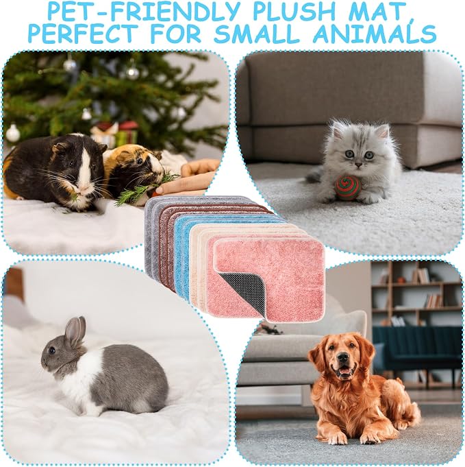 10 PCS Guinea Pig Liner Washable Rabbit Cage Liner 12x16 Inch Reusable Guinea Pig Bedding Mats for Small Animals Rabbit Hamster Chinchillas Rat Washable Bedding Pads in Gray Yellow Pink Brown and Blue