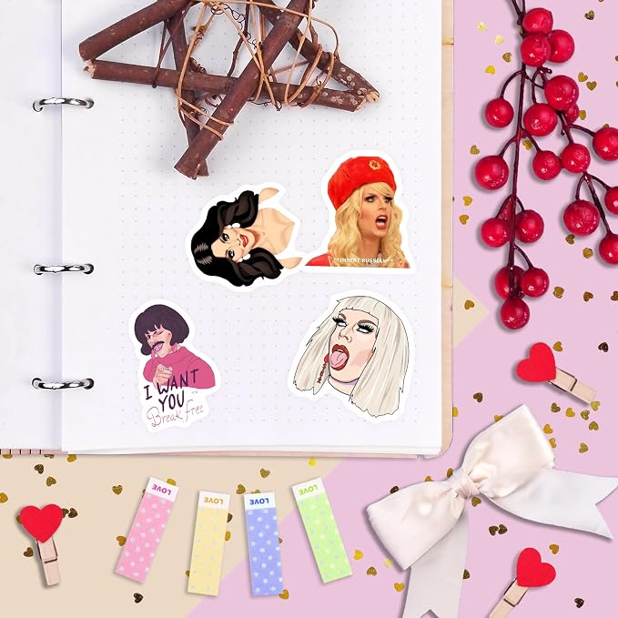100Pcs Drag Queen Stickers for Water Bottle and Laptop - Pride Party Supplies, Decorations & Gifts, Waterproof Vinyl Decals, Gifts for Women & Men
