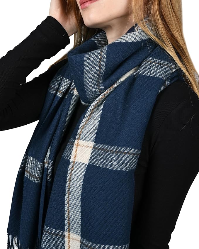 FURTALK Winter Scarf for Women Shawl Soft Tassel Plaid Large Oversized Scarves Wraps
