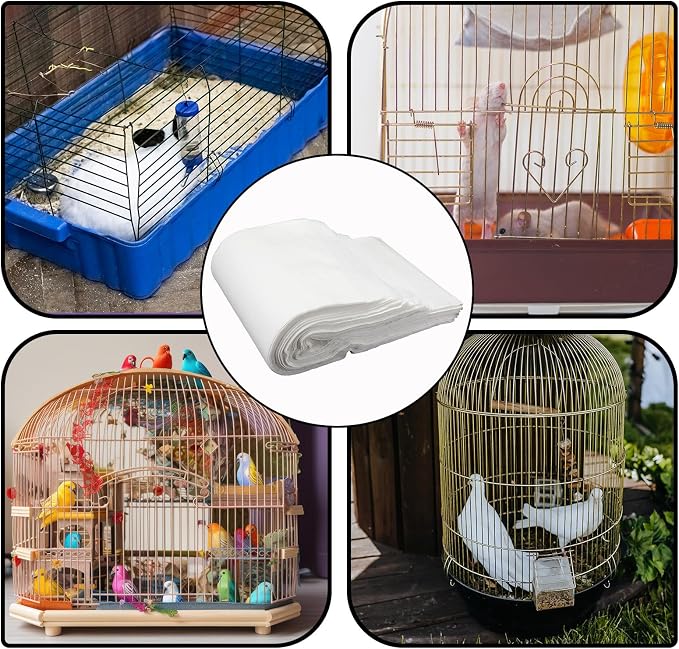 Buryeah 200 Pcs Bird Cage Papers Liner Disposable Non Woven Parrot Bird Pad, Precut Absorbent Bird Paper, Pet Cages Cushion Accessories for Parrot Canary Finch Macaw Parakeet, 22.8 x 11.1''