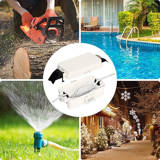 Flemoon [2 Pack] IP55 Small Outdoor Electrical Box Waterproof (Inner 5.9 x 3.2 x 1.8inch), Extension Cord Cover with Detachable Awning Covers for Plug, Outlet, Holiday Lights, White
