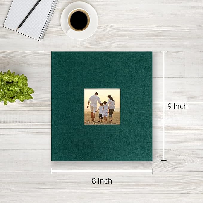 potricher Small Photo Album 4x6 200 Photos Linen Cover Picture Photo Book for Family Wedding Anniversary Baby Vacation (Dark Green,200 Pockets)