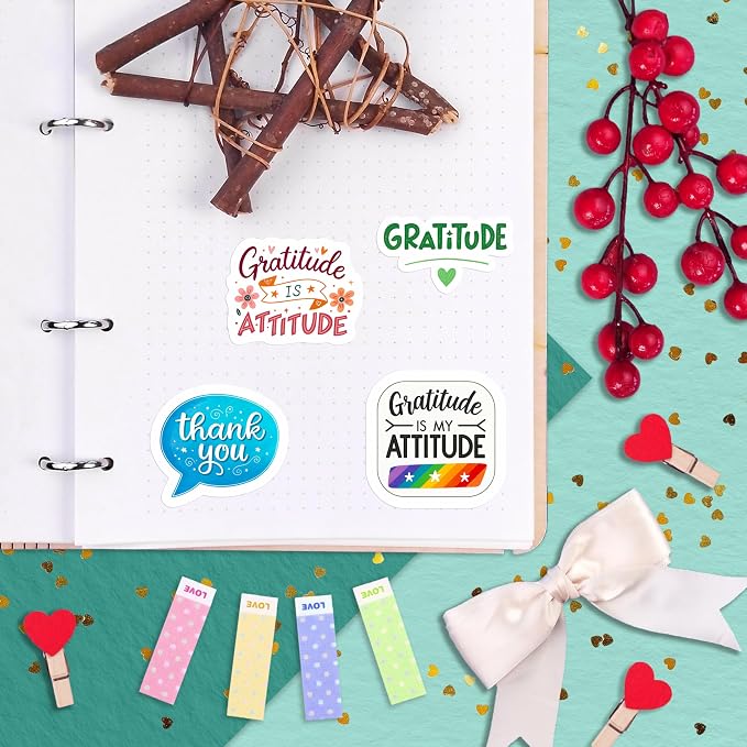 100Pcs Gratitude Stickers for Water Bottle, Thankful Sticker – Gratitude Gifts Bulk, Positive Quotes Decals – Gifts for Women & Men