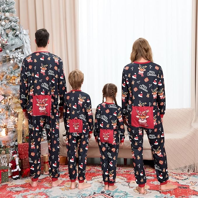 Matching Family Christmas Onesie Pajamas, Buffalo Plaid One-Piece Sleepwear Holiday Loungewear w Zipper