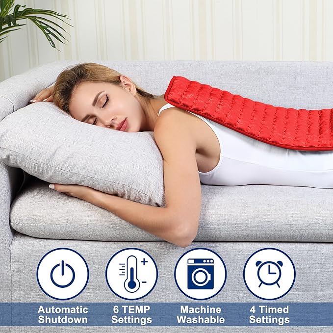 24"X20" Electric Heating pad with 6 Heat Settings, Auto Shut Off, Red Dry Electric Heating for Back Neck Knee Arms Legs Shoulder Heat Pads for Christmas Birthday Father's Day Mother's Day