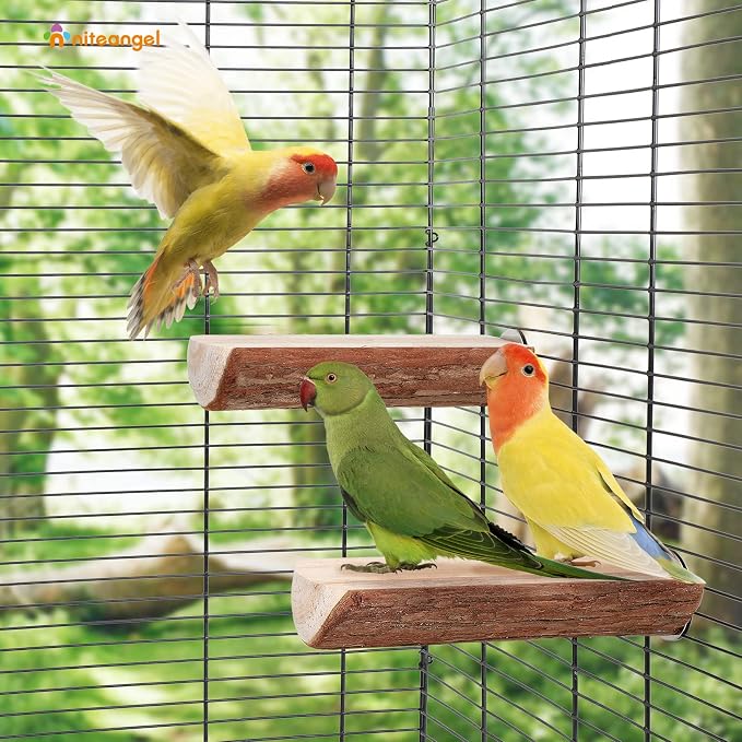 Niteangel Parrot Cage Perch, Wooden Platform for Birds (2 Packs)